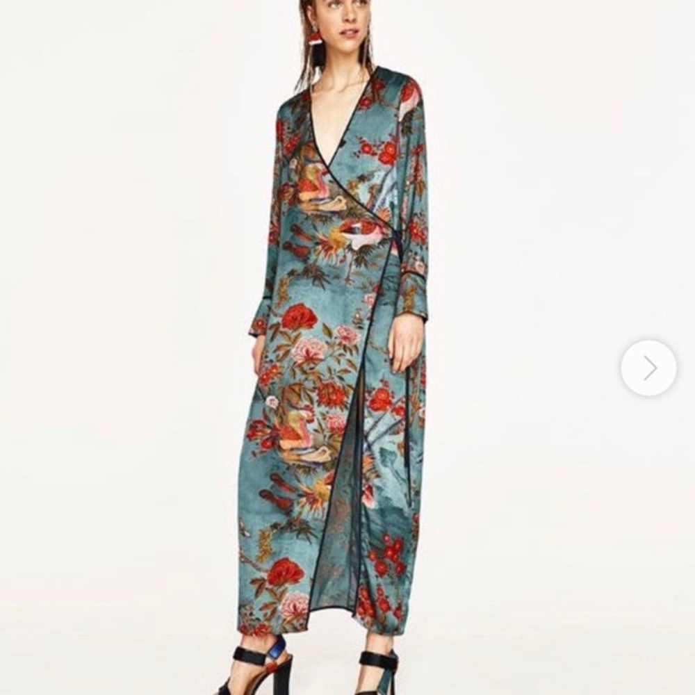 Zara print wrap dress